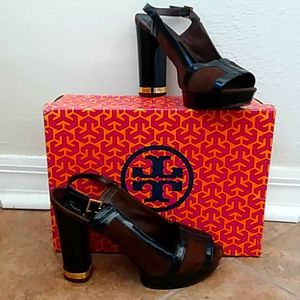 Tory Burch Gemma Suede/Patent platforms